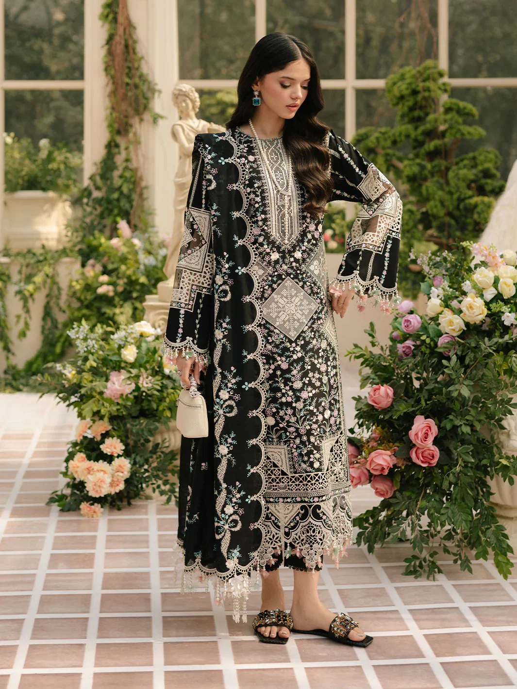 Bin Ilyas Black Luxury Lawn Fareesia Collection Replica