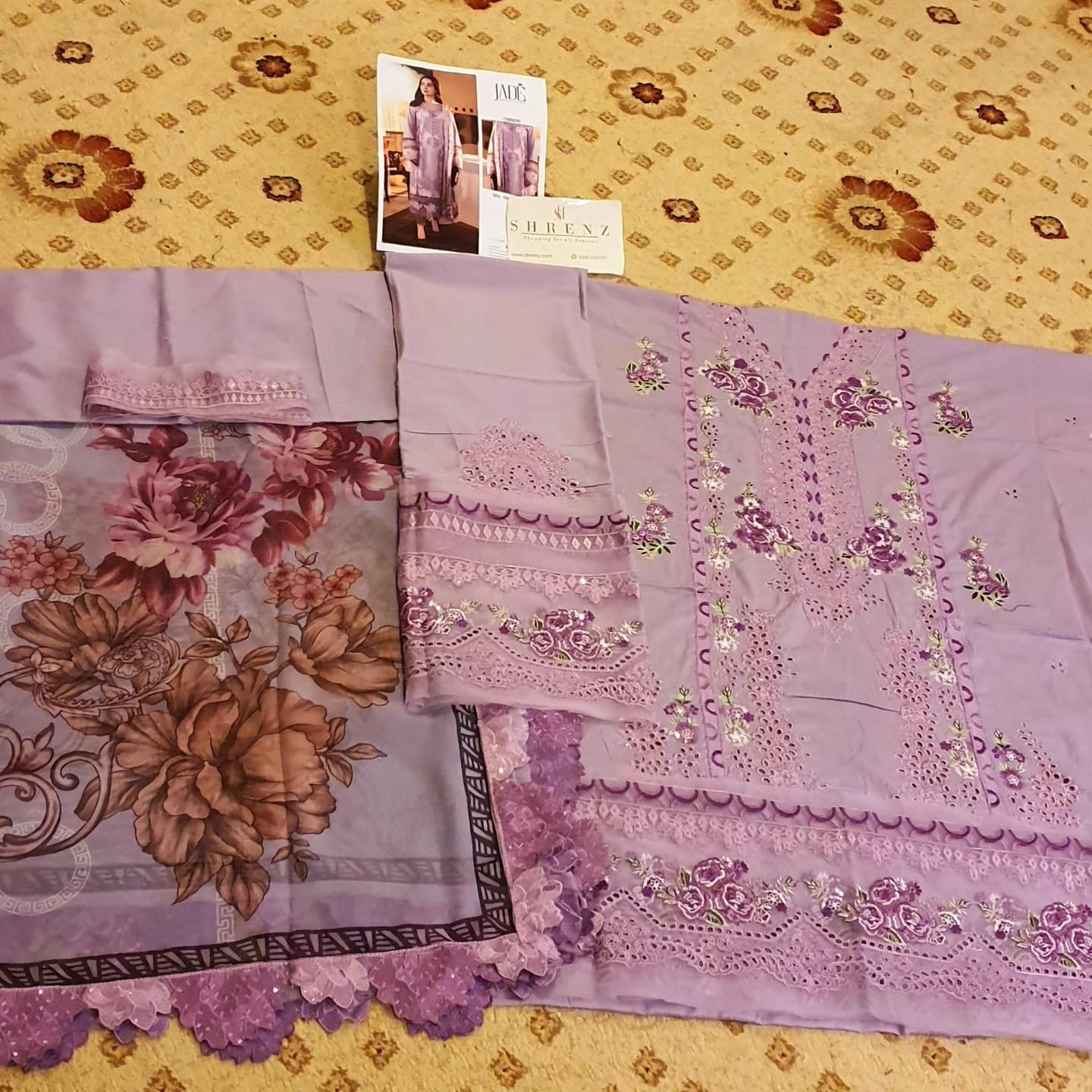 Alternative view of Jade Purple Luxury Lawn Collection Replica