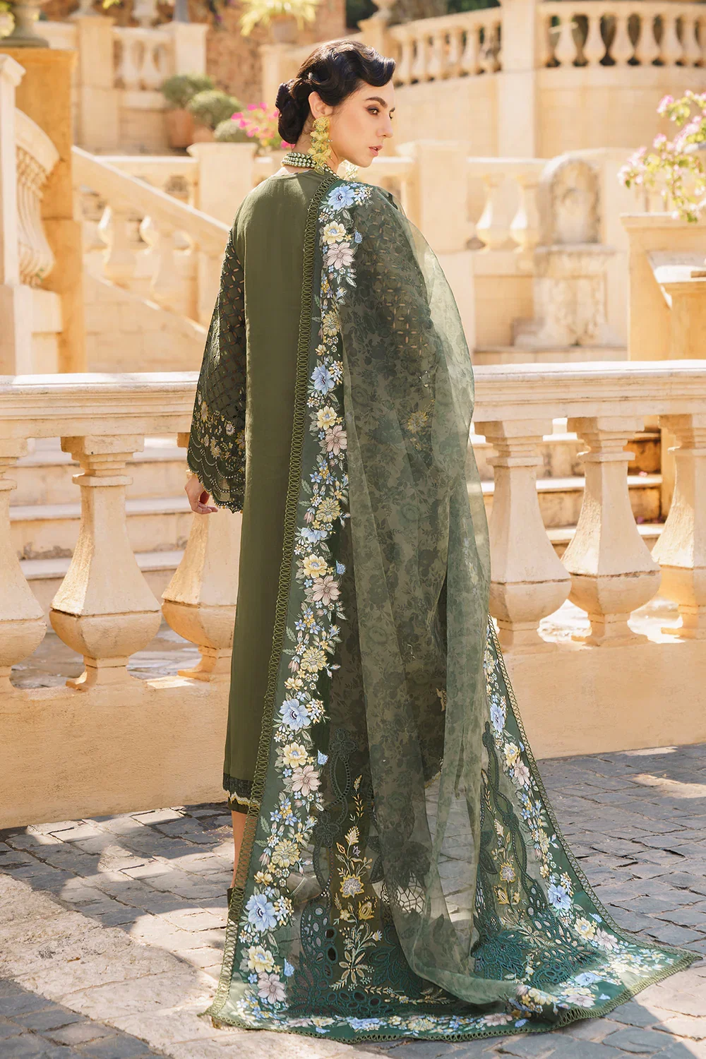 Alternative view of Baroque Green Luxury Lawn Collection Replica