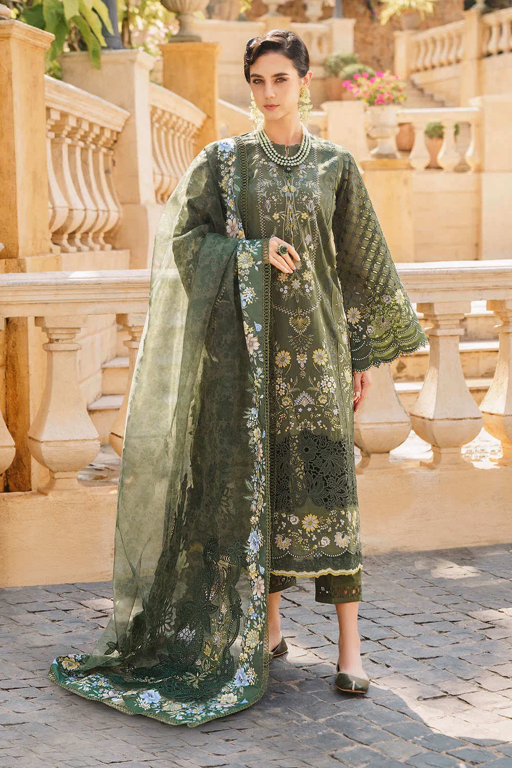Baroque Green Luxury Lawn Collection Replica