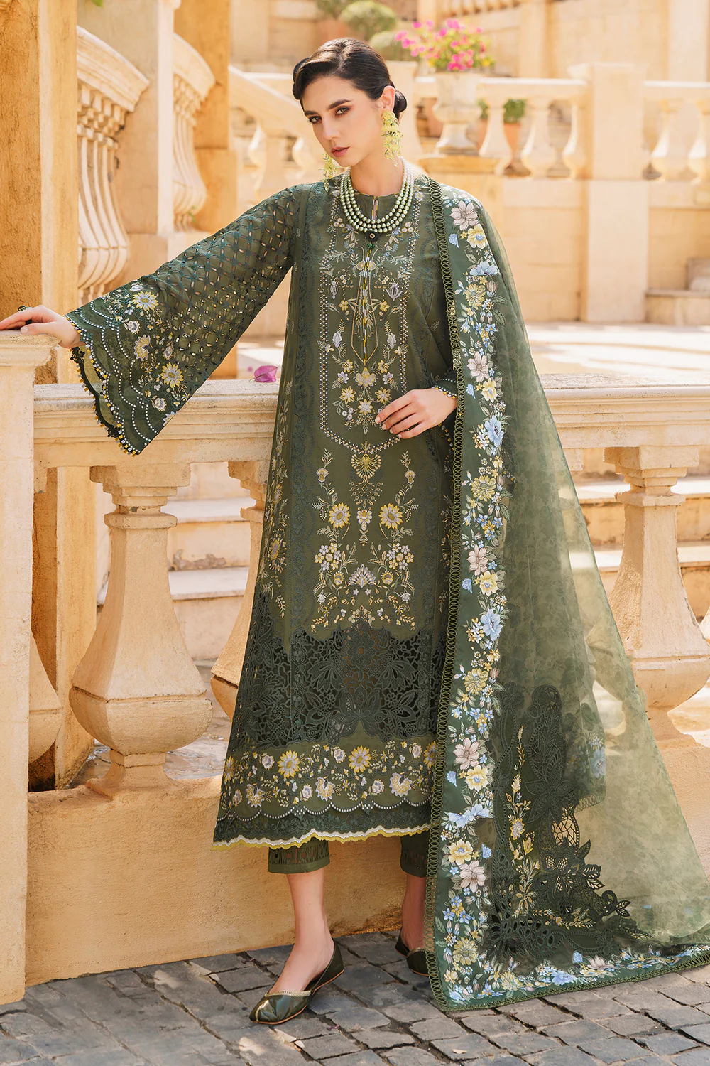 Baroque Green Luxury Lawn Collection Replica - Image 3