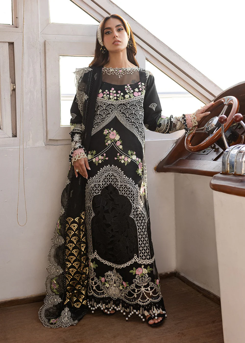 Parishay Black Luxury Lawn Collection Replica
