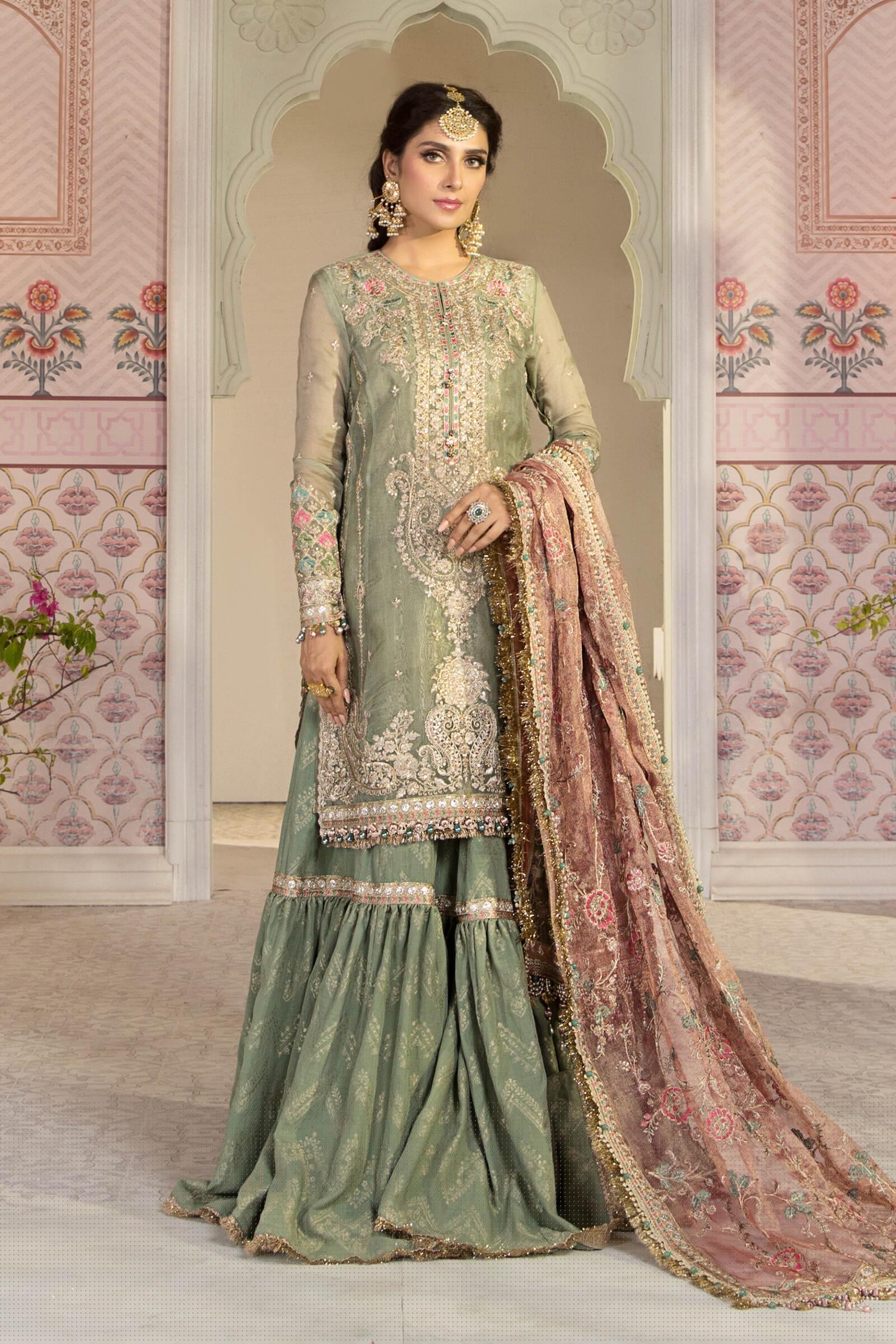Alternative view of Maria B Green Gharara Exclusive Master Replica