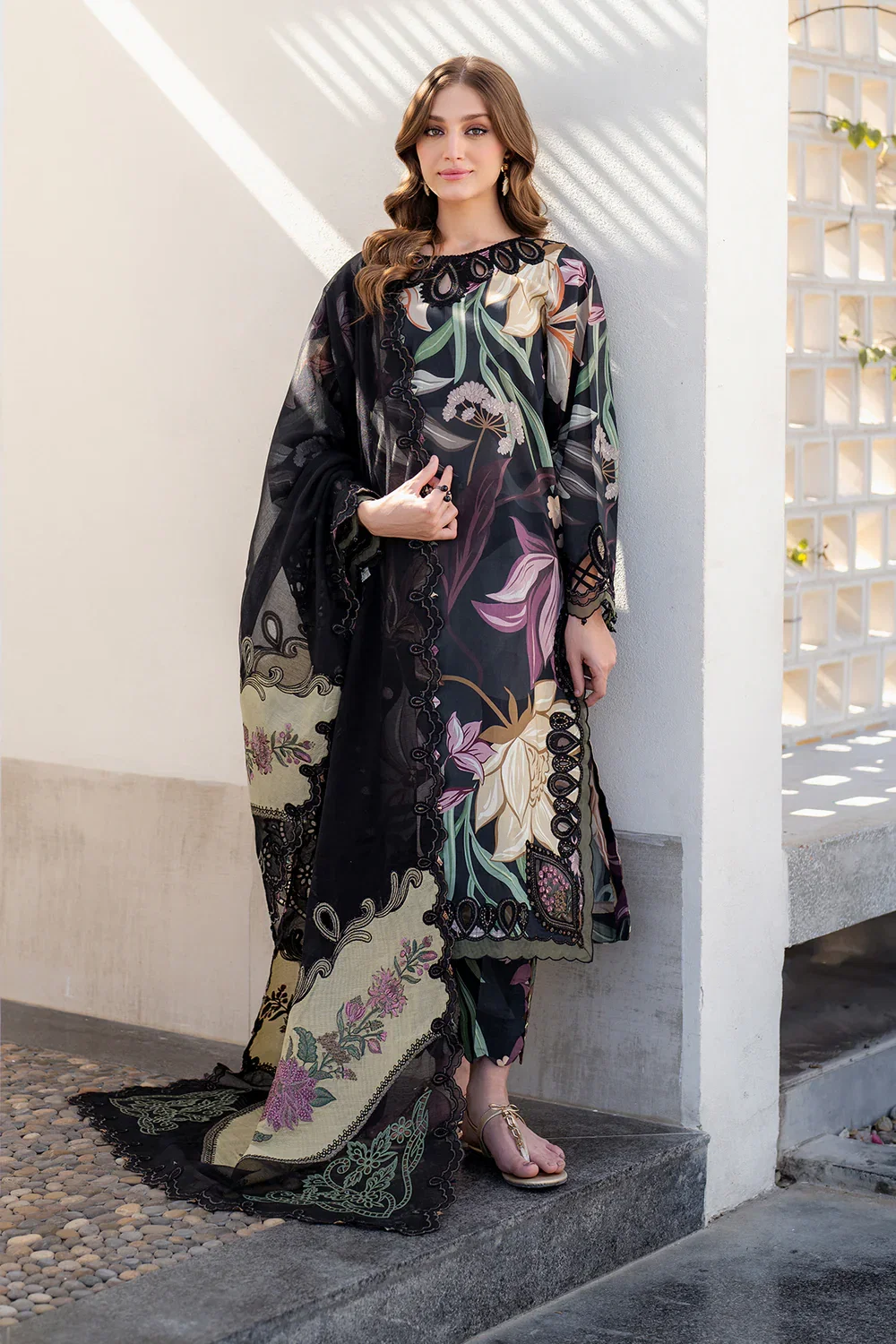 Baroque Black Digital Printed Lawn Collection Replica