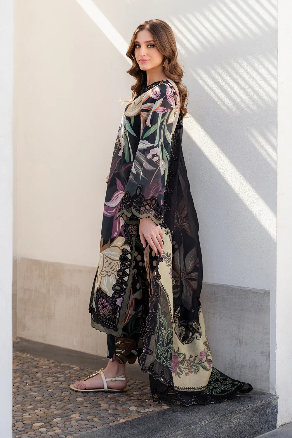 Alternative view of Baroque Black Digital Printed Lawn Collection Replica