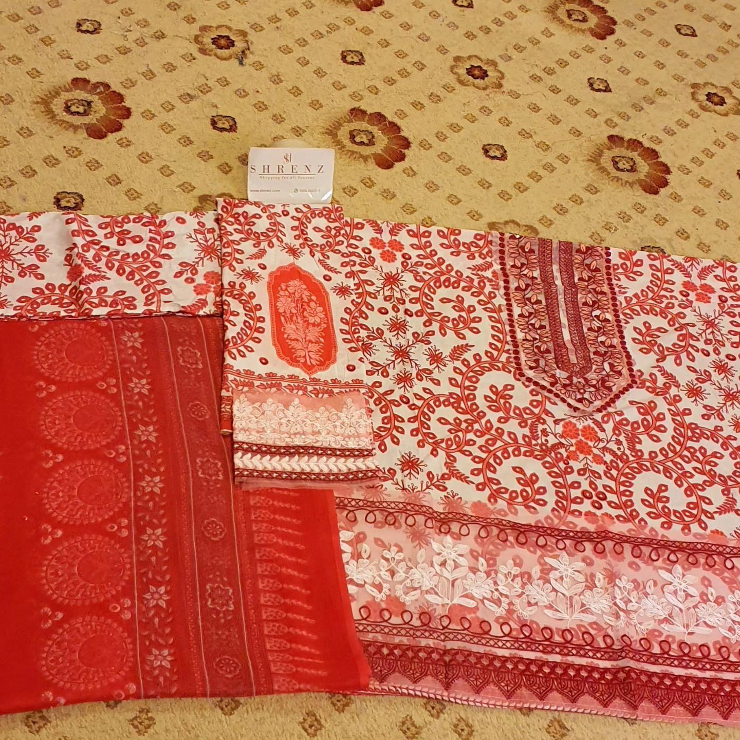 Alternative view of Maria B Red Digital Printed Lawn Collection Replica