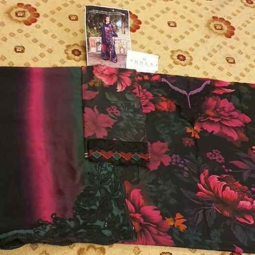 Alternative view of Iznik Black Digital Printed Lawn Collection Replica