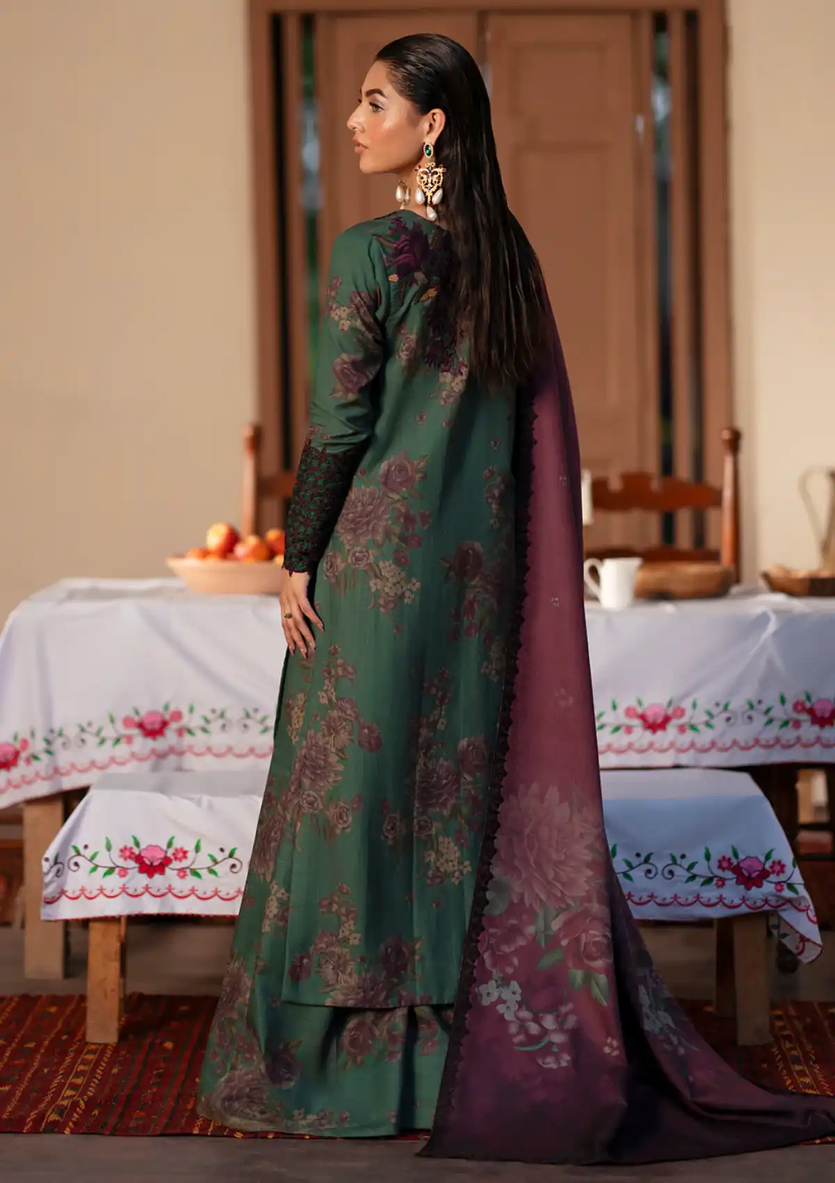 Alternative view of Iznik Green Digital Printed Lawn Collection Replica