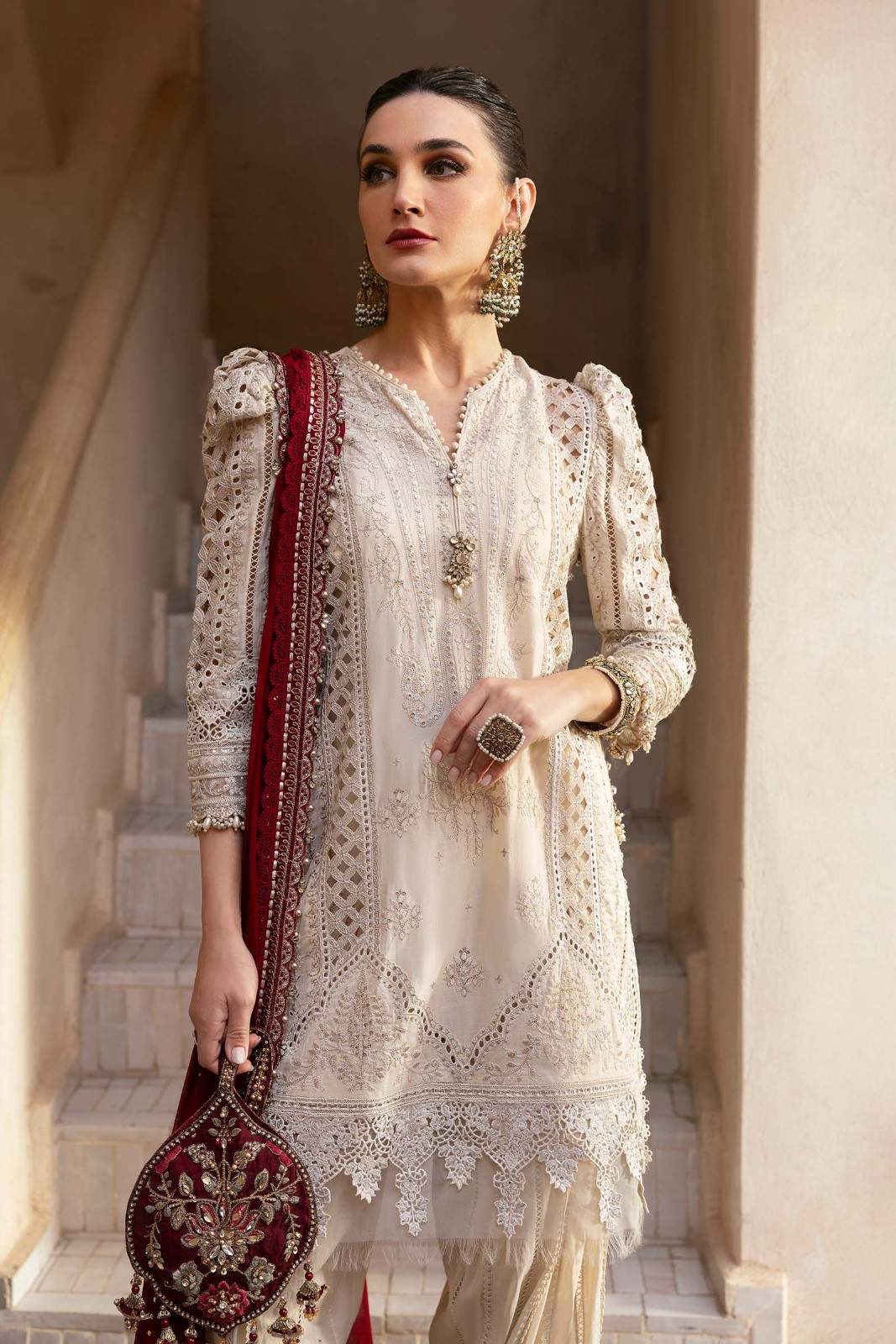 Alternative view of Maria B white Luxury Lawn Collection Replica