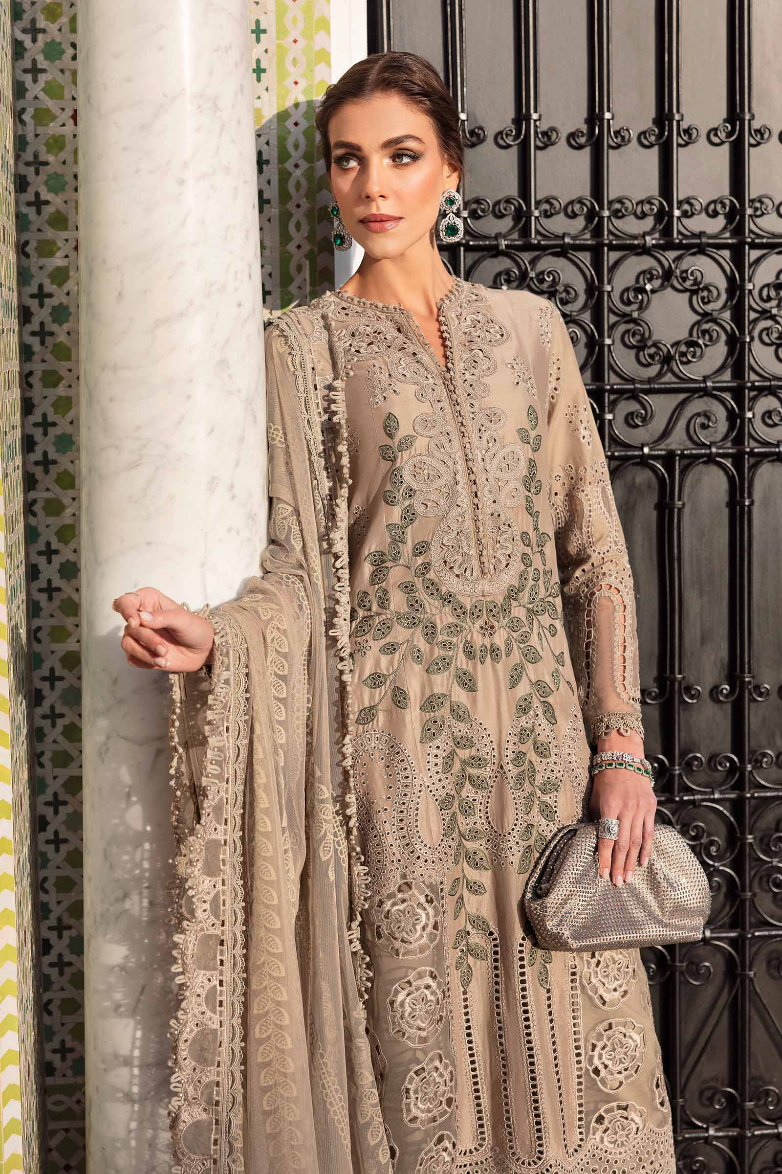 Alternative view of Maria B Brown Luxury Lawn Collection Replica