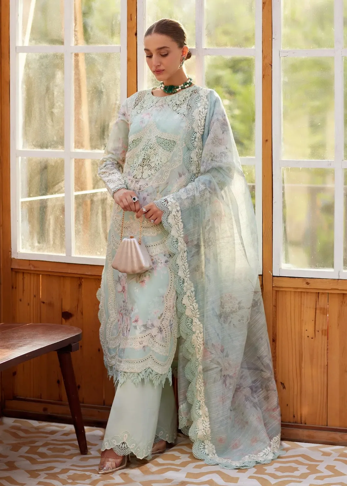 Alternative view of Crimson Mint Digital Printed Lawn Collection Replica