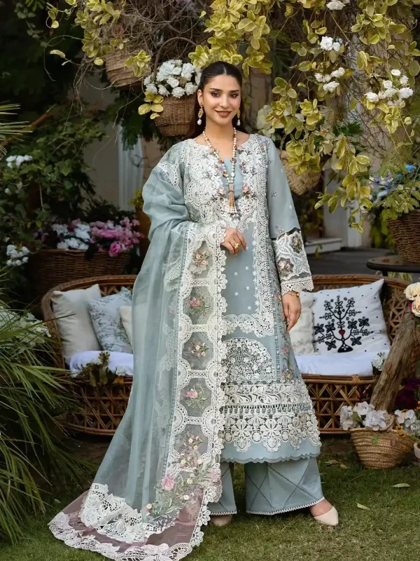 Elaf Seagreen Luxury Lawn Collection Replica