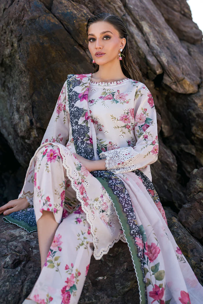 Baroque White Digital Printed Lawn Collection Replica - Image 3