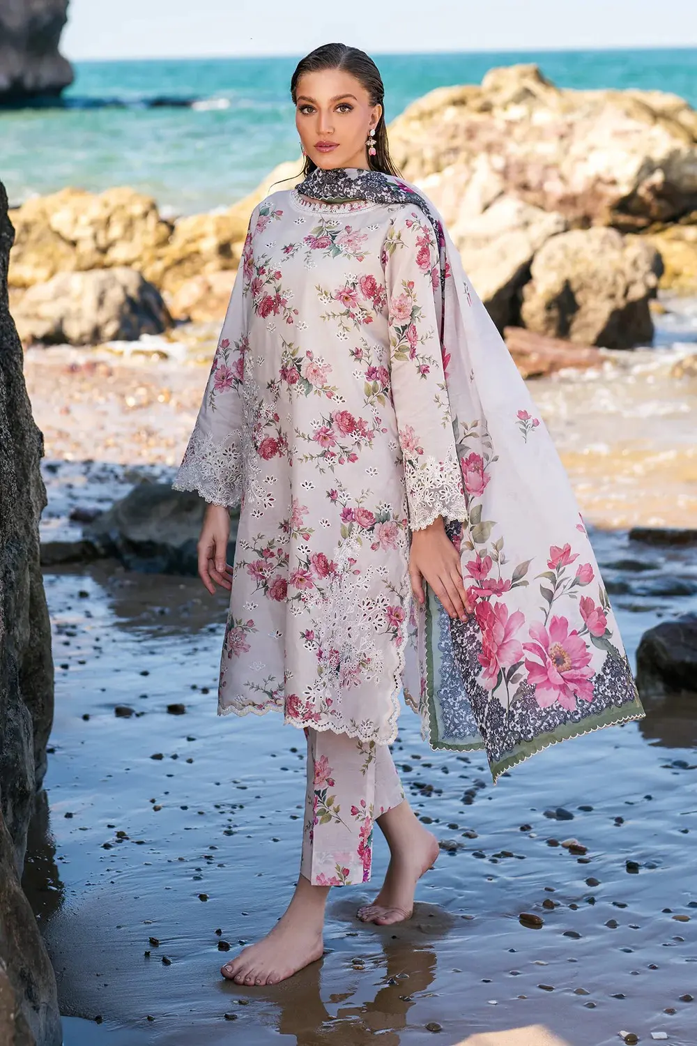 Baroque White Digital Printed Lawn Collection Replica