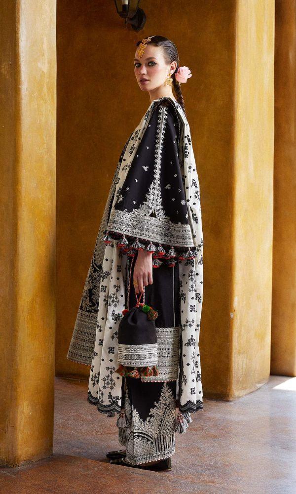 Alternative view of Hussain Rehar Black Luxury Lawn Collection Replica