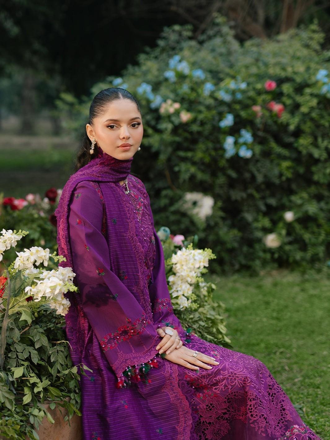 Bin Ilyas Purple Luxury Lawn Collection Replica - Image 2