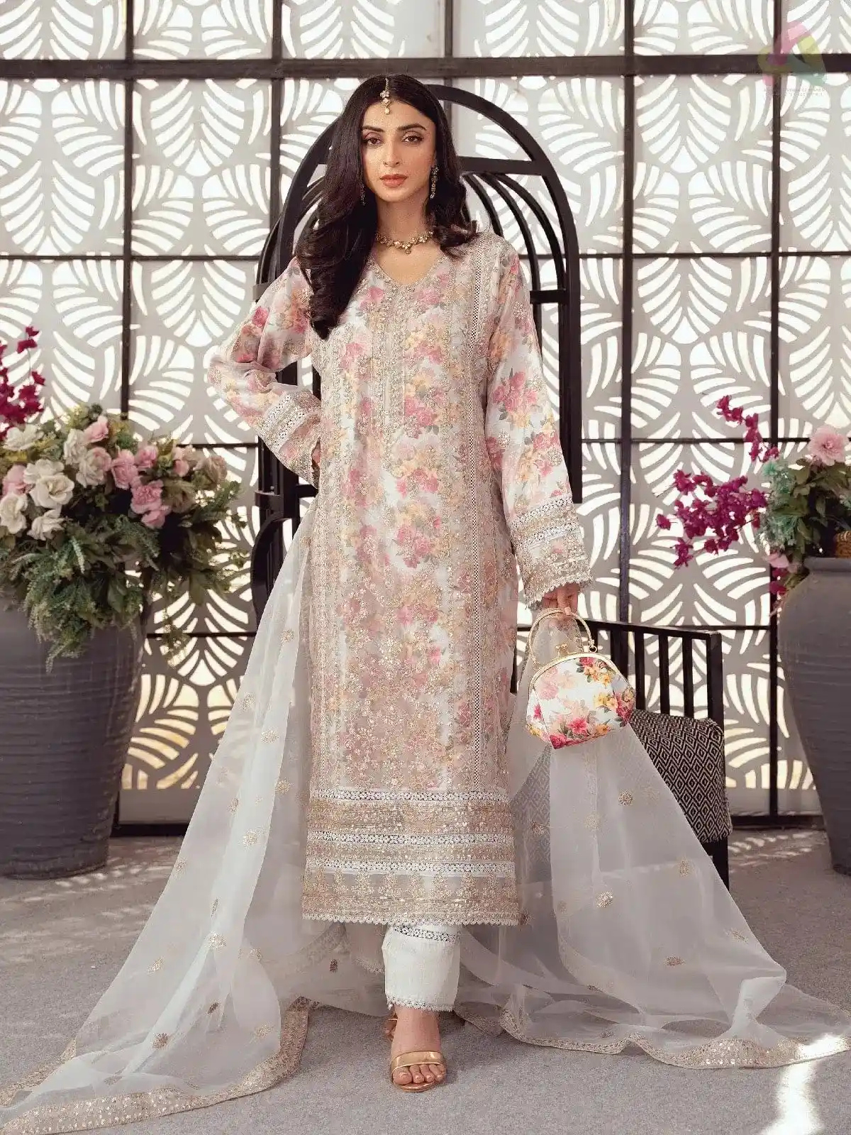 Shrenz White Formal Collection Organza Replica