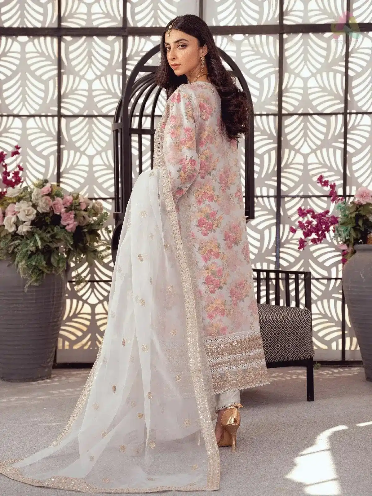 Alternative view of Shrenz White Formal Collection Organza Replica