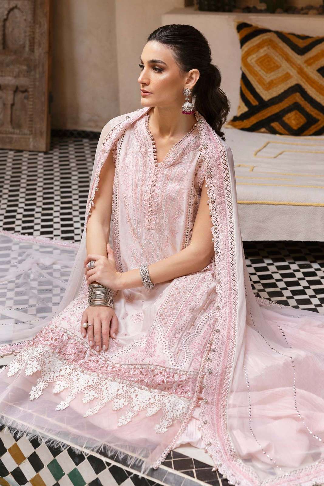 Alternative view of Maria B Baby Pink Luxury Lawn Collection Replica