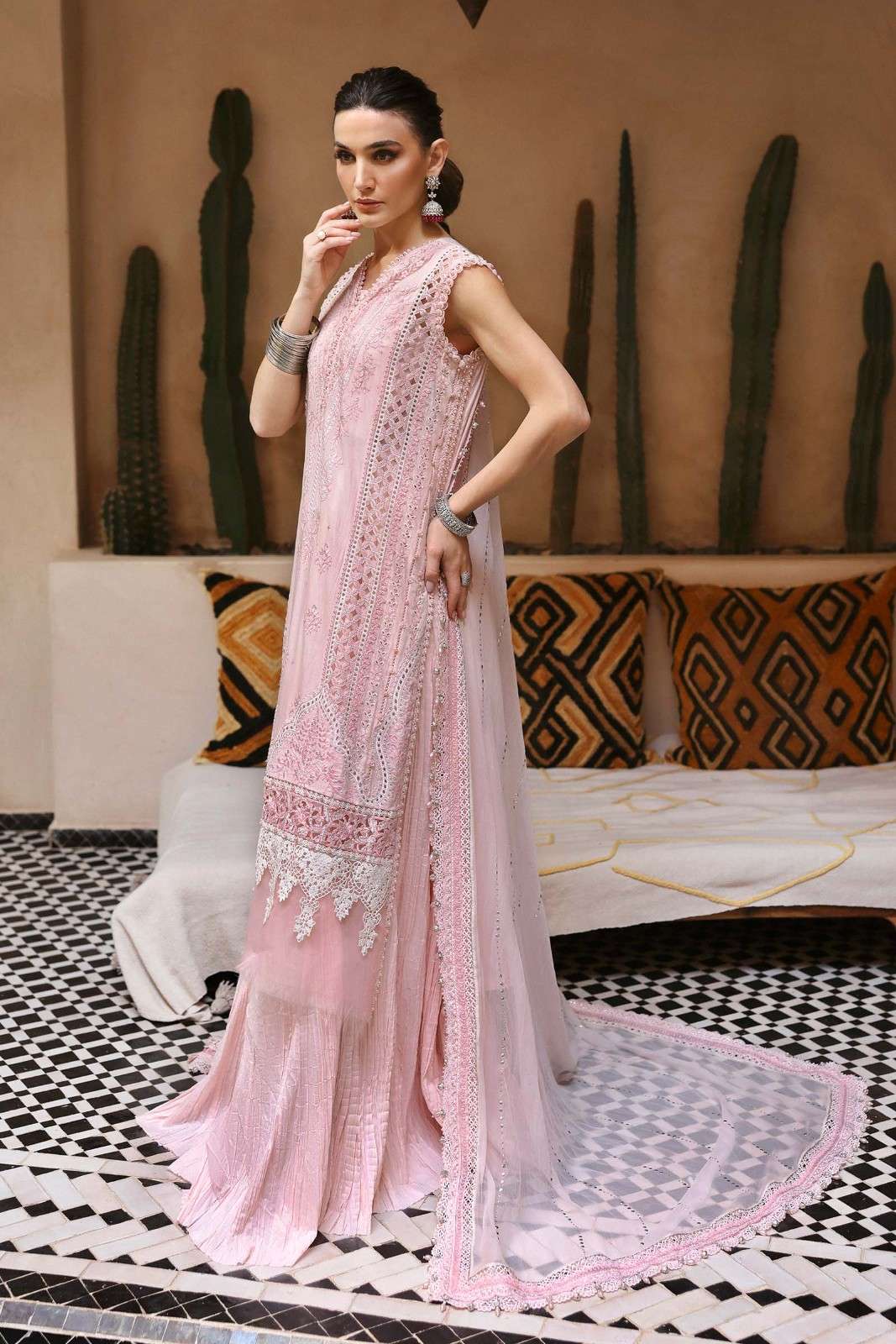 Maria B Baby Pink Luxury Lawn Collection Replica - Image 4