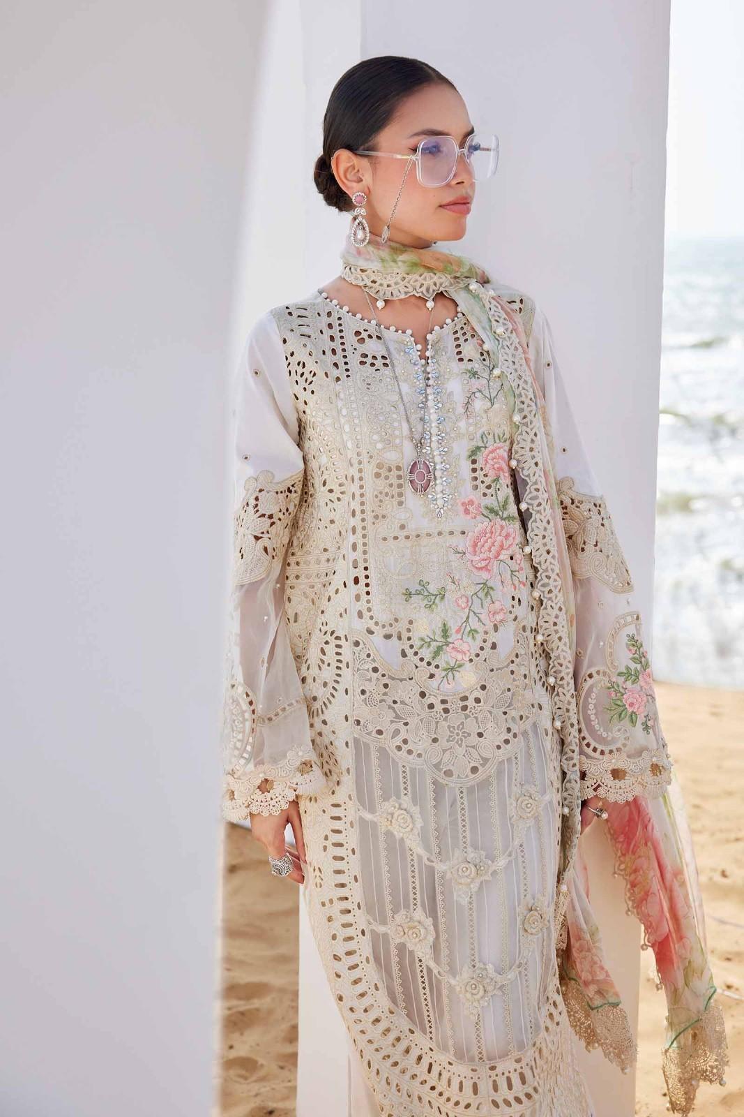 Maria B Off-White Luxury Lawn Collection Replica - Image 3