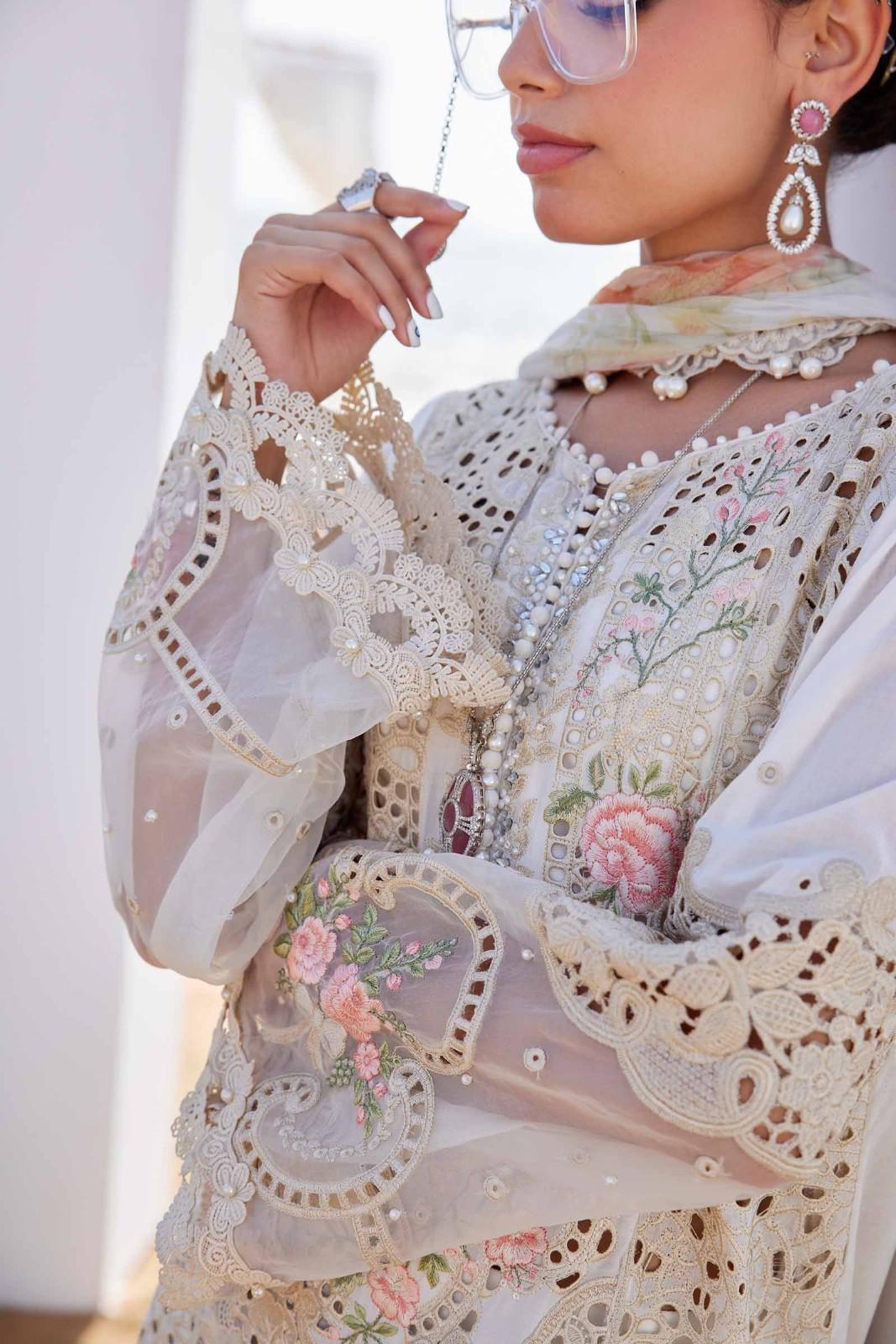 Maria B Off-White Luxury Lawn Collection Replica - Image 4