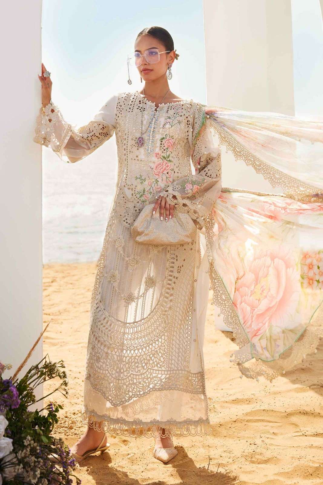 Maria B Off-White Luxury Lawn Collection Replica