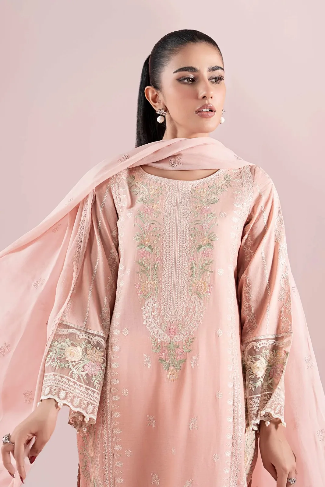 Maria B Peach Luxury Lawn Collection Replica - Image 2