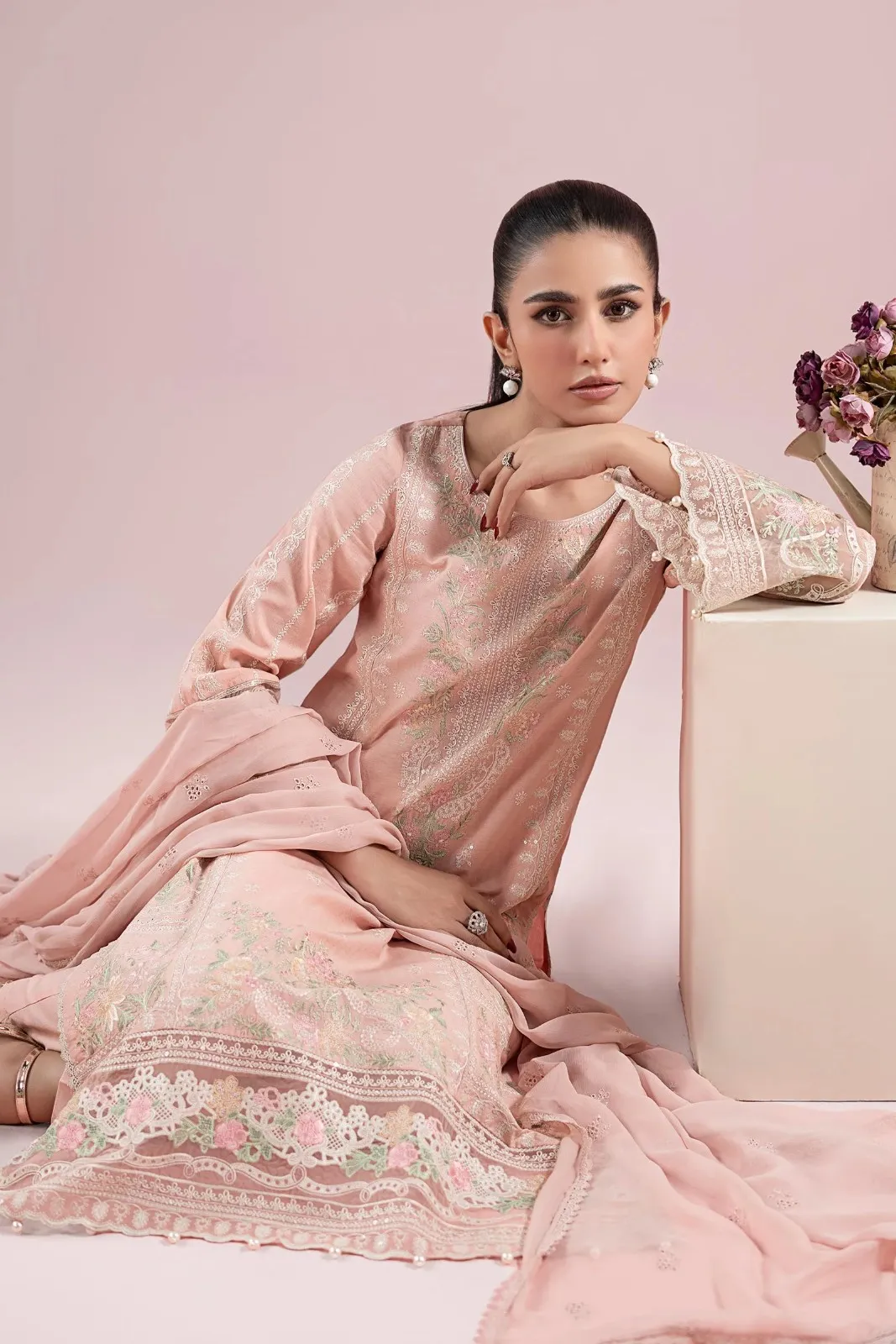 Maria B Peach Luxury Lawn Collection Replica - Image 3