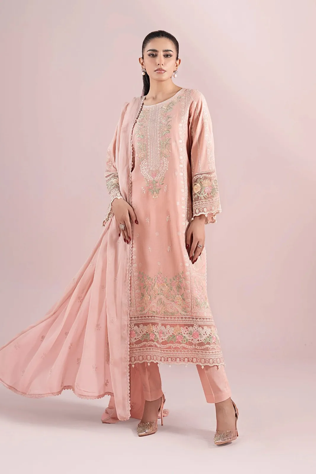 Maria B Peach Luxury Lawn Collection Replica