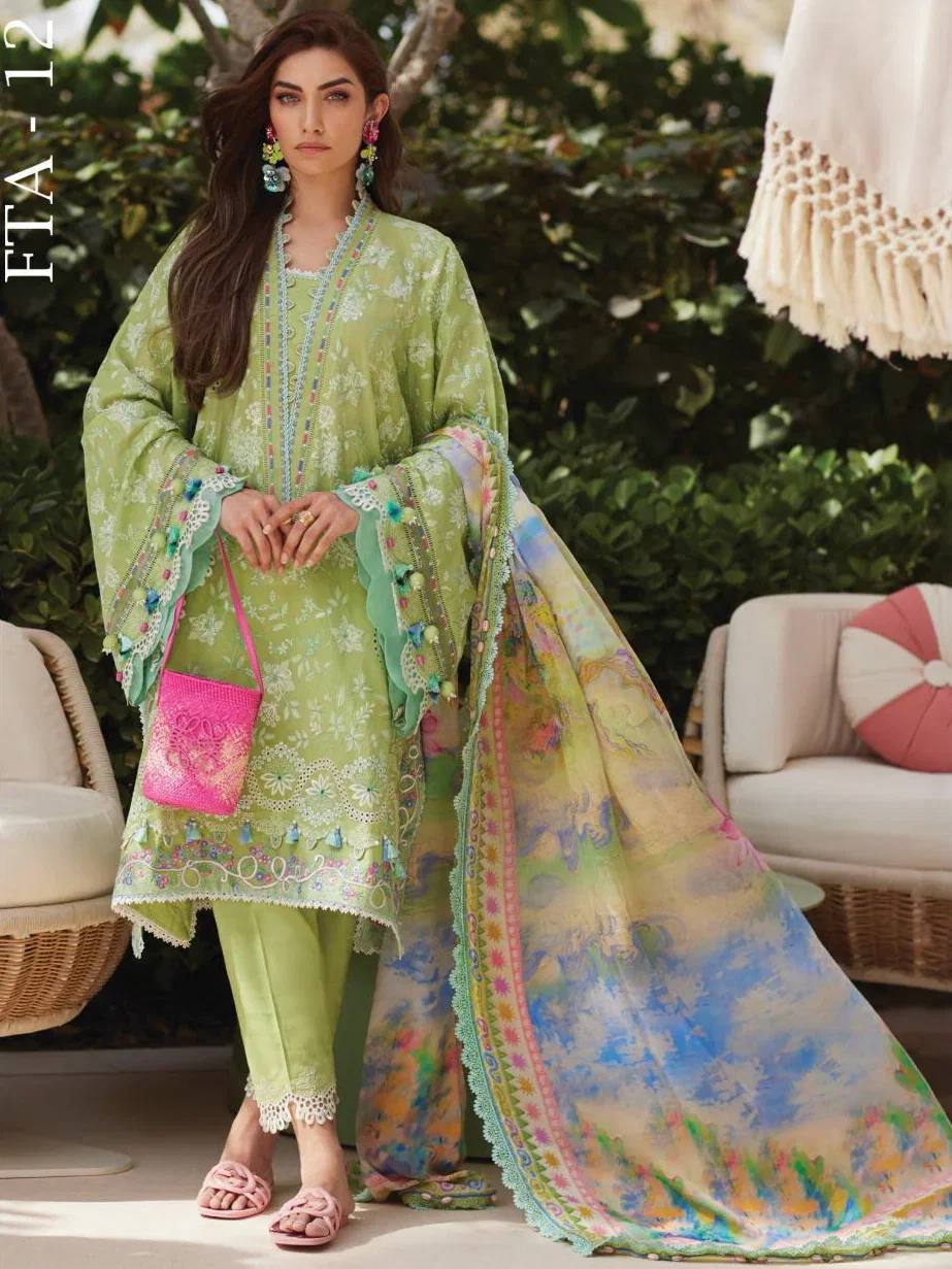 Farah Talib Aziz Green Luxury Lawn Collection Replica