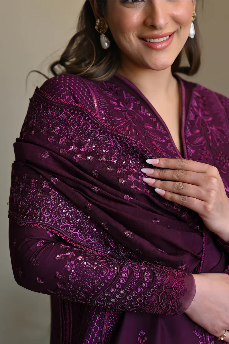 Zaib Purple Luxury Lawn Collection Replica - Image 2