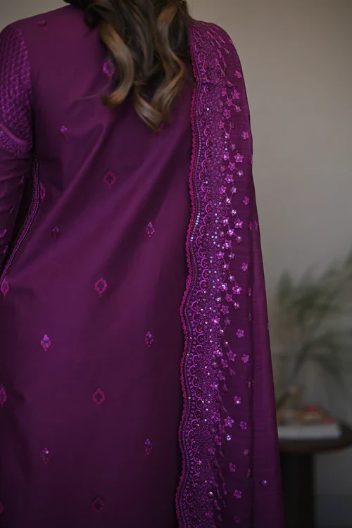 Zaib Purple Luxury Lawn Collection Replica - Image 3