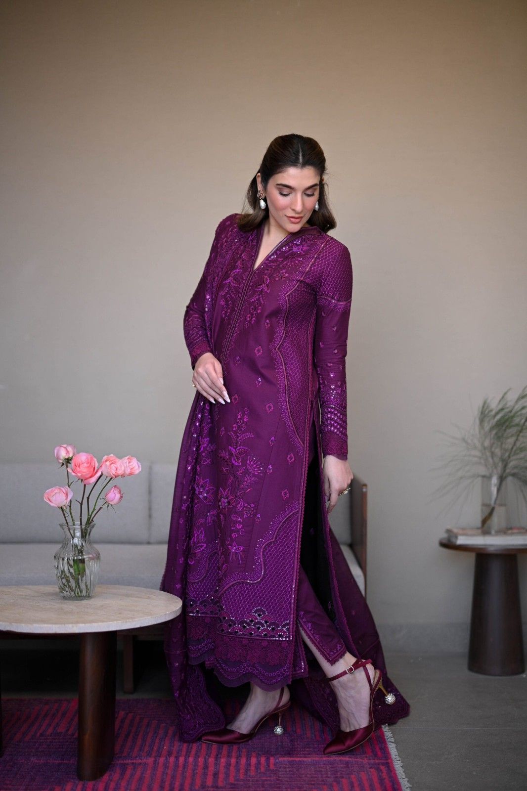 Zaib Purple Luxury Lawn Collection Replica
