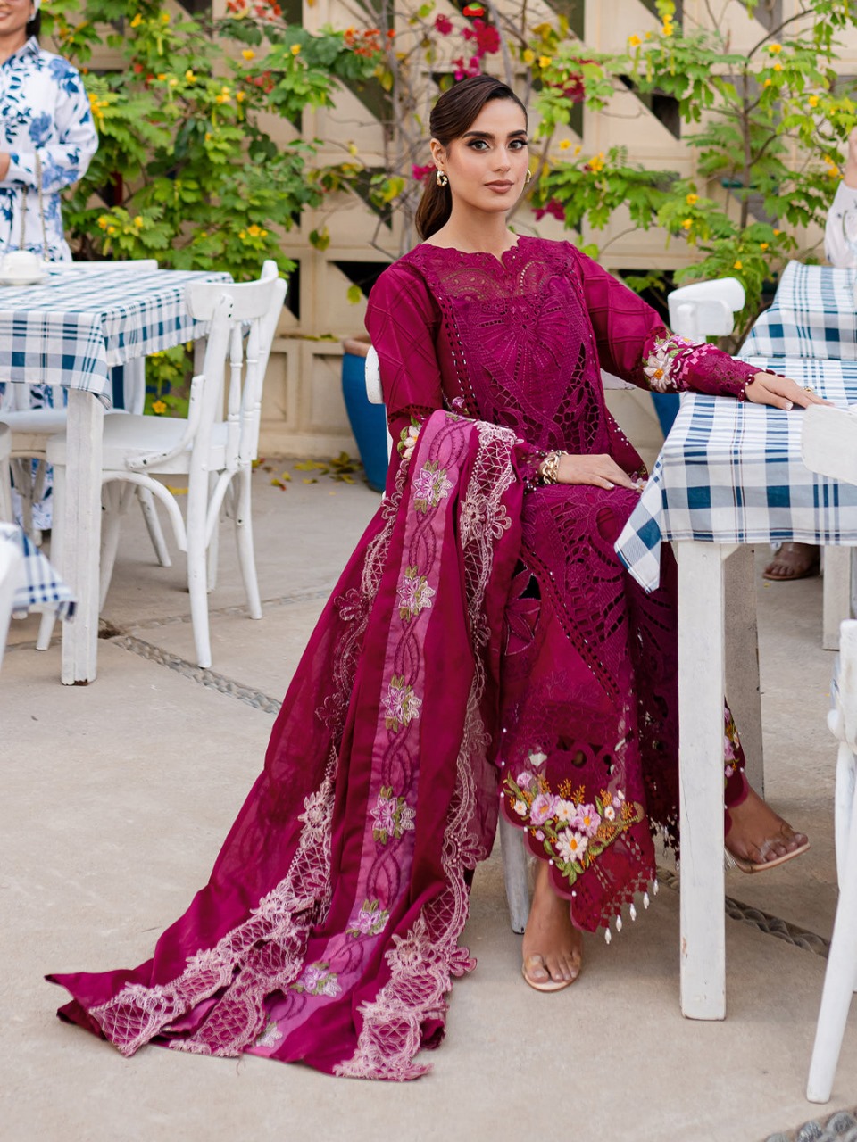 Parishay Red Luxury Lawn Collection Replica - Image 3