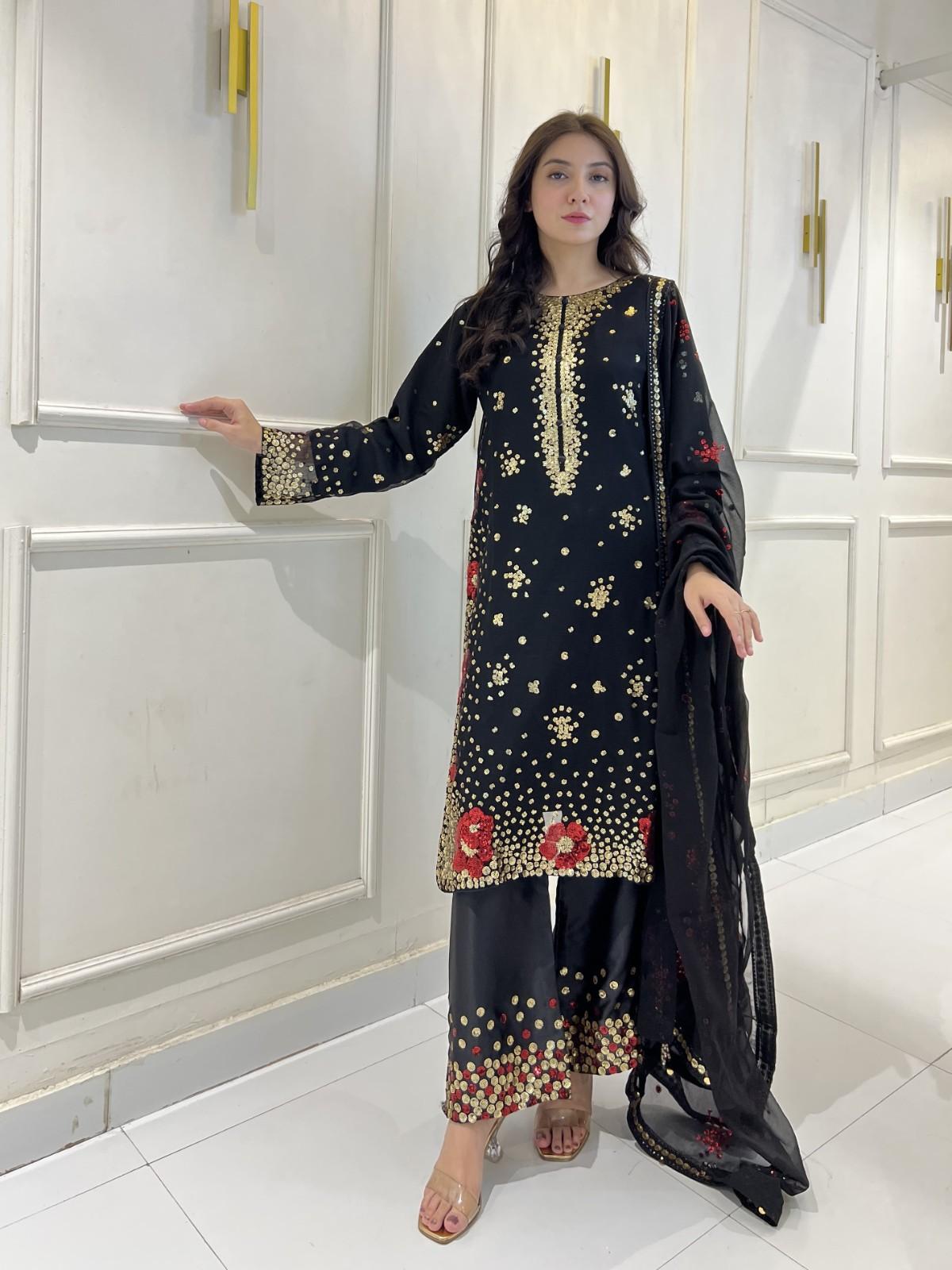 Shrenz 3 Piece Stitched Chiffon Pret Collection