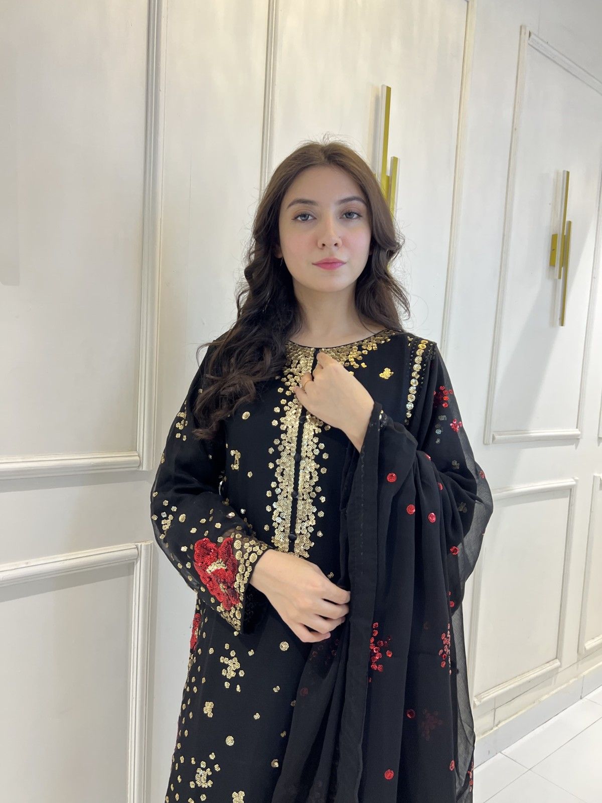 Shrenz 3 Piece Stitched Chiffon Pret Collection - Image 3