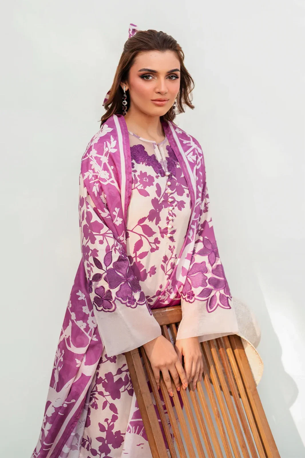 Iznik White Digital Printed Lawn Collection Replica - Image 4