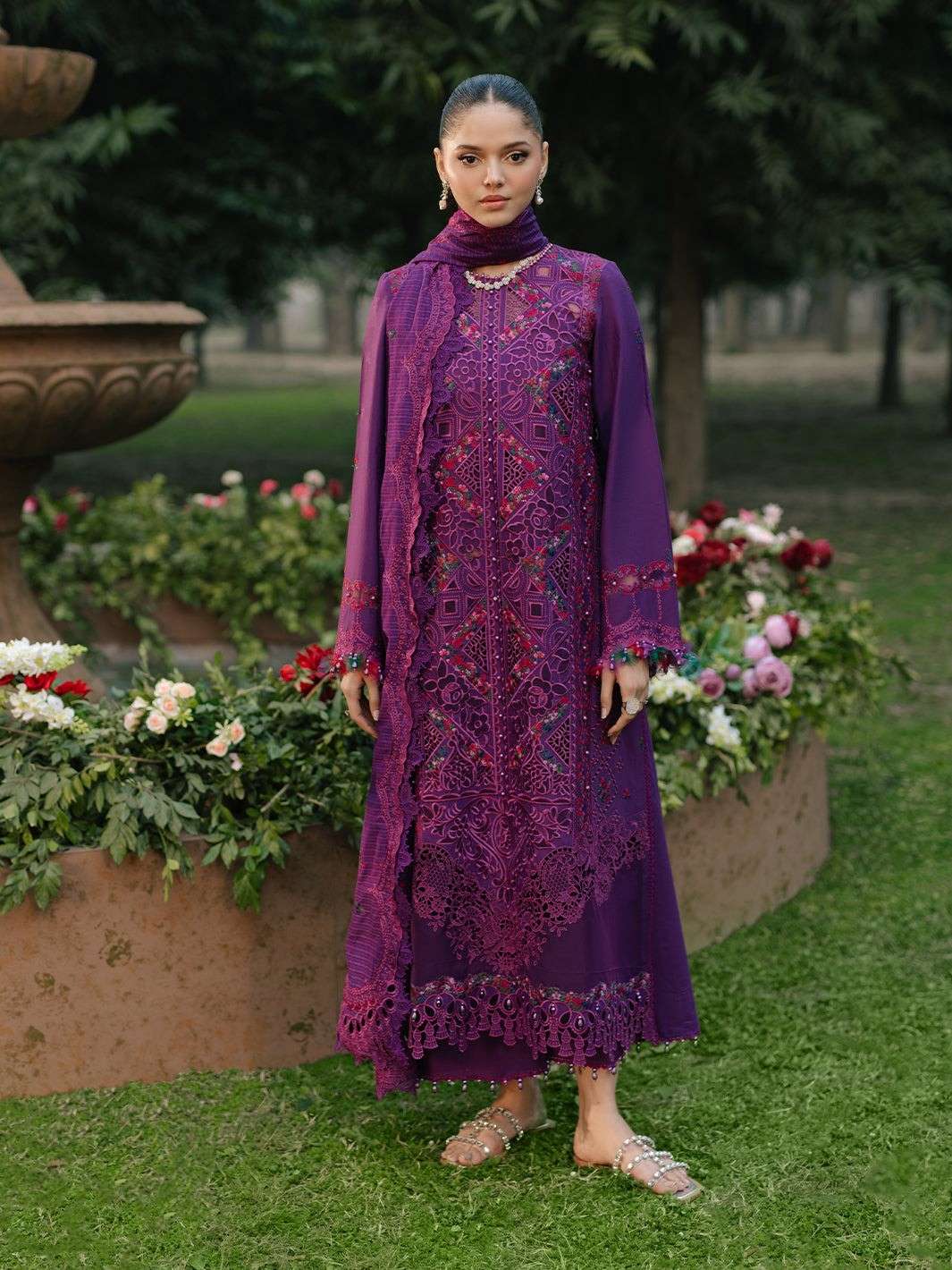 Bin Ilyas Purple Luxury Lawn Collection Replica