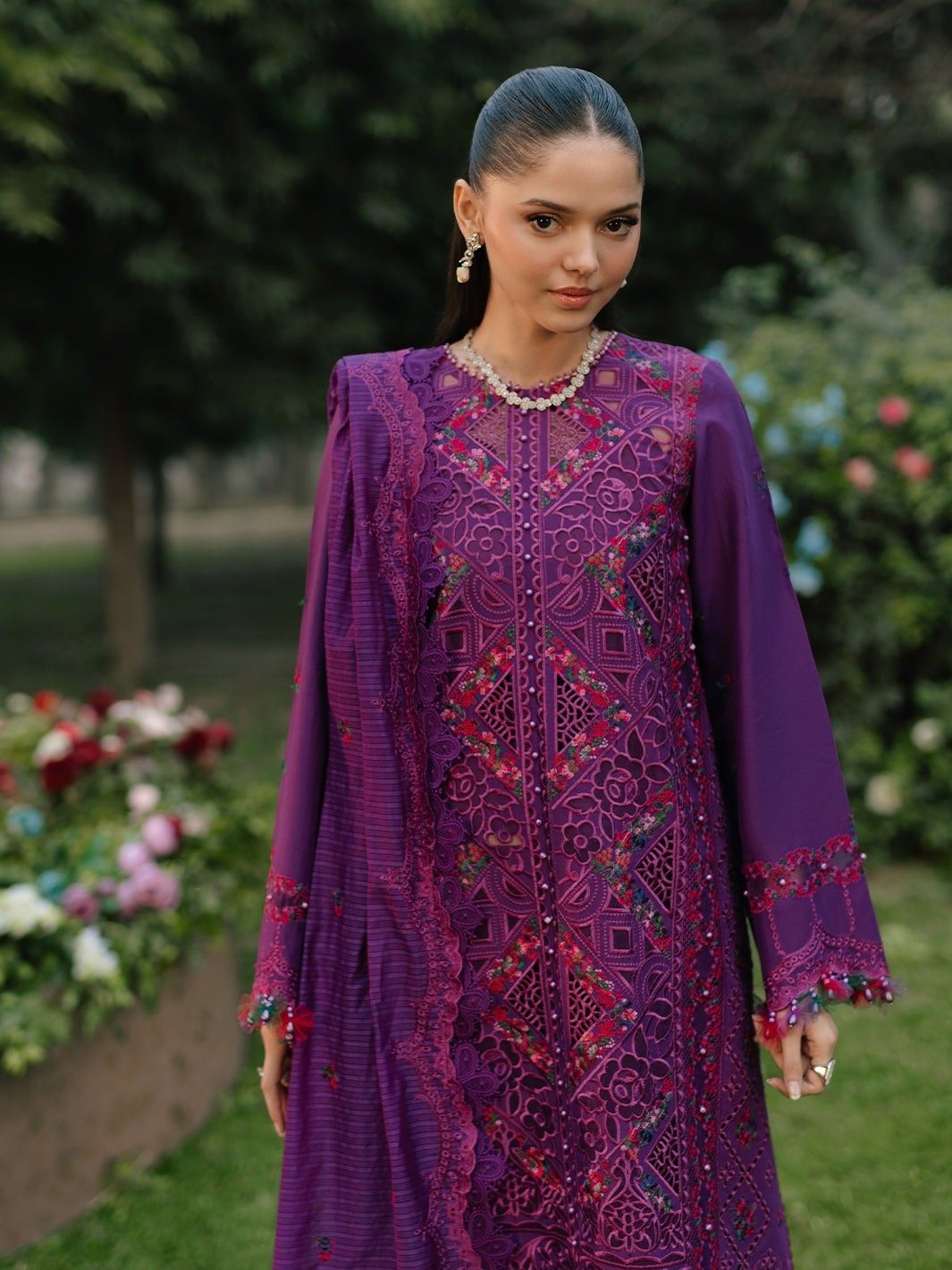Bin Ilyas Purple Luxury Lawn Collection Replica - Image 3