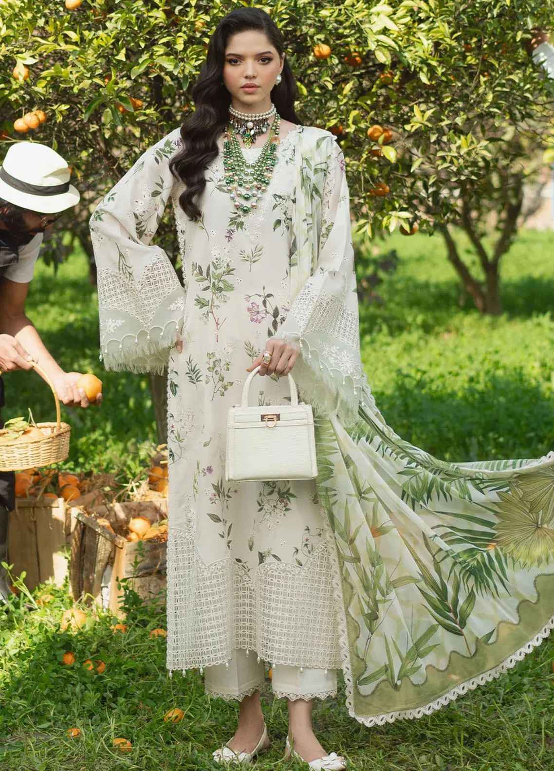 Sardinia White Digital printed Lawn Collection Replica