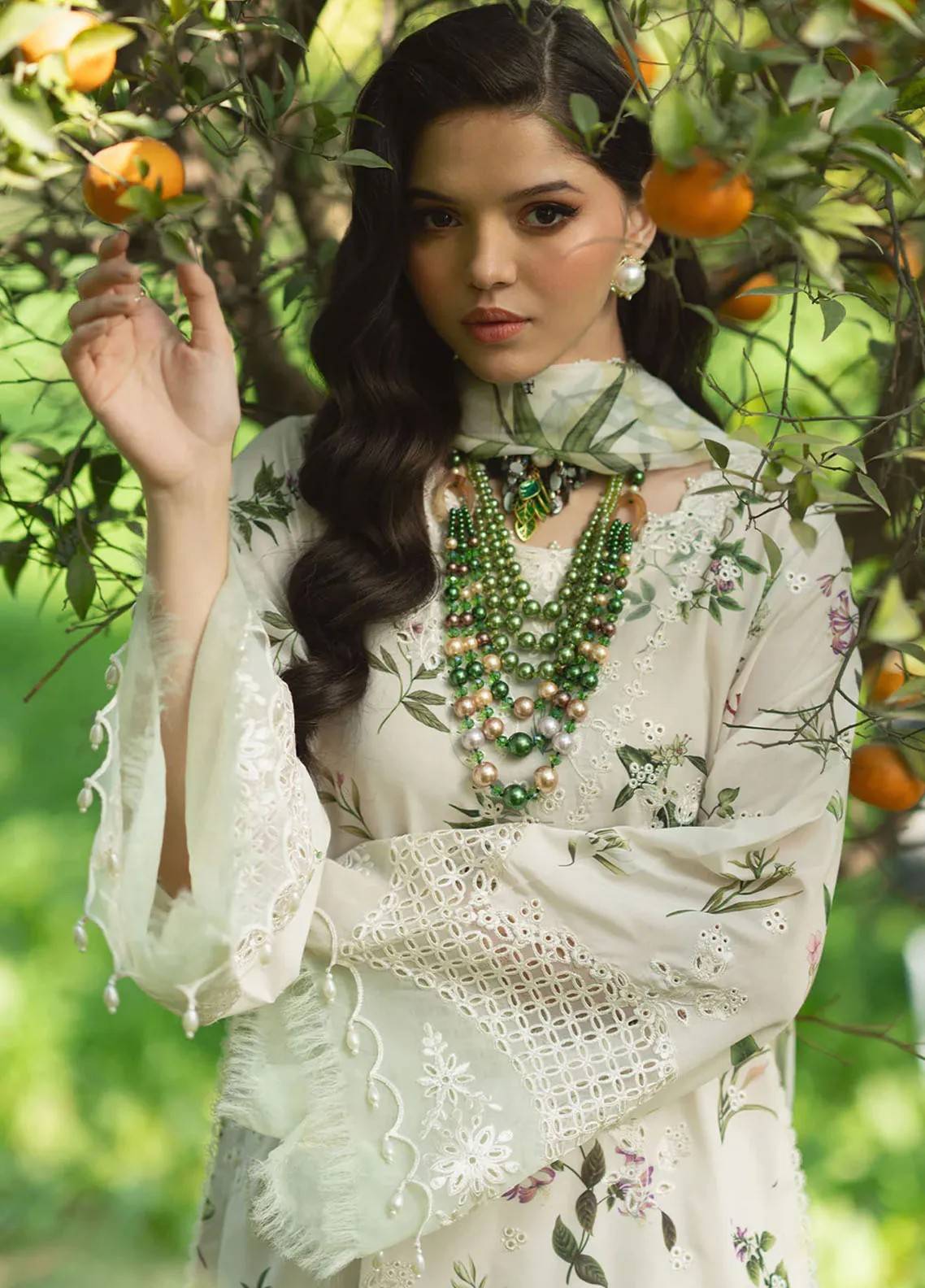 Alternative view of Sardinia White Digital printed Lawn Collection Replica