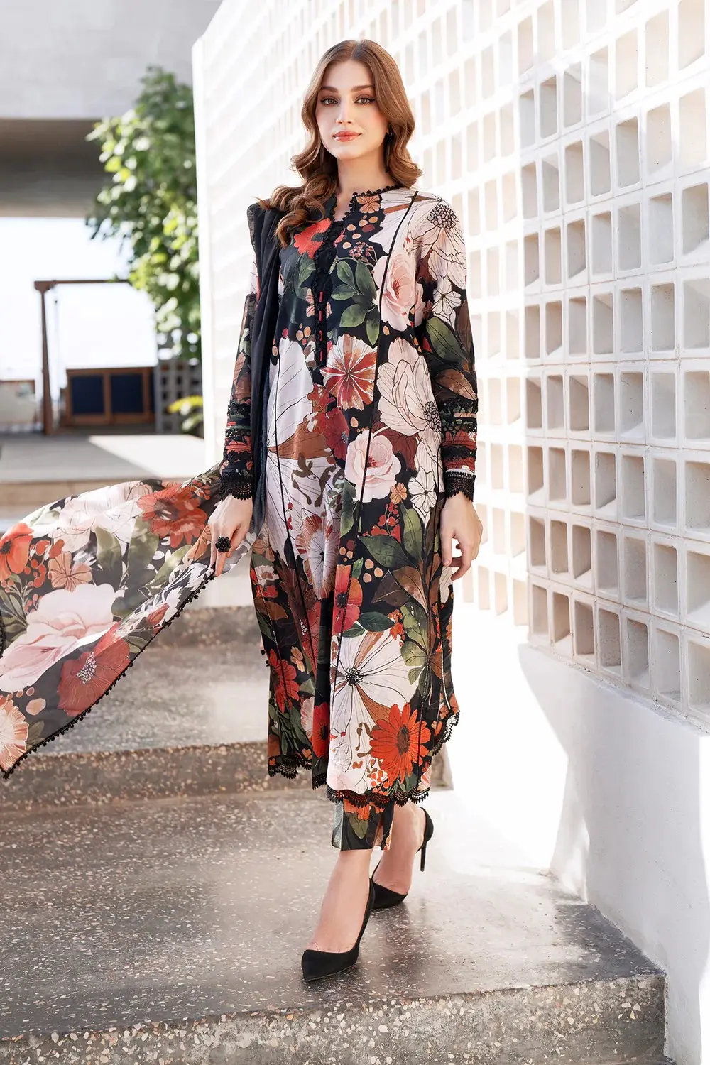 Baroque Black Digital Printed Lawn Collection Replica