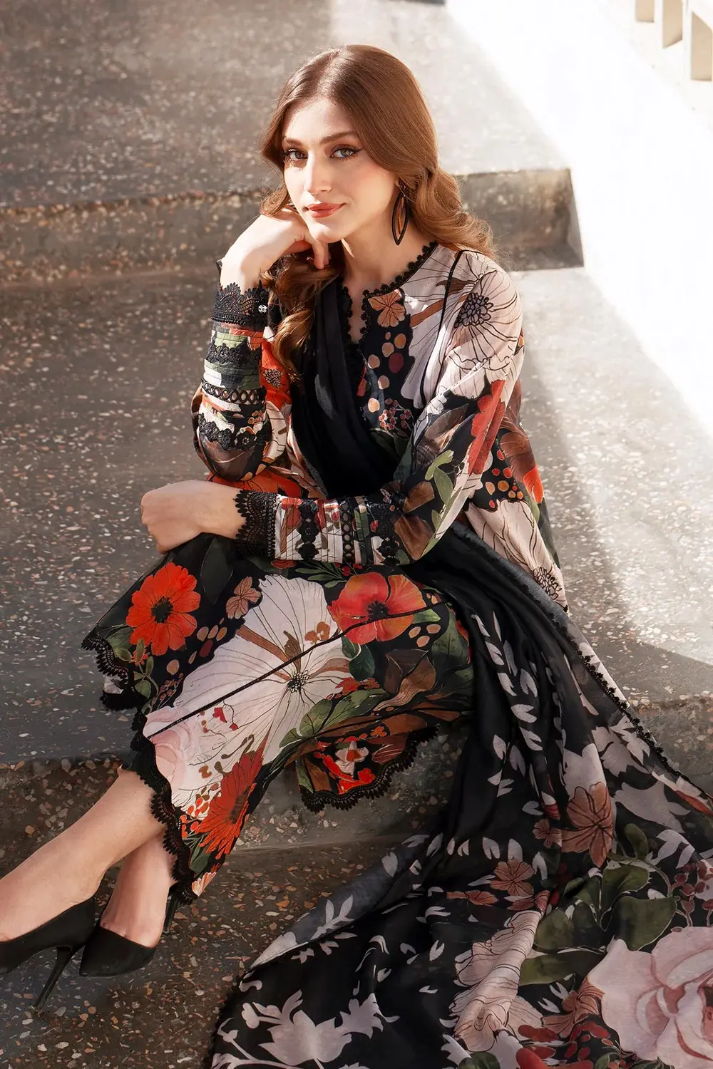 Baroque Black Digital Printed Lawn Collection Replica - Image 4