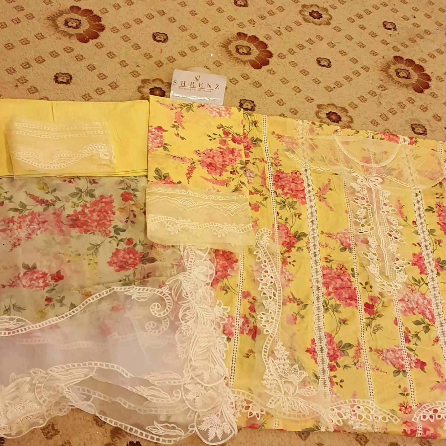 Crimson X Saira Shakira Yellow Luxury Lawn Collection Replica - Image 5