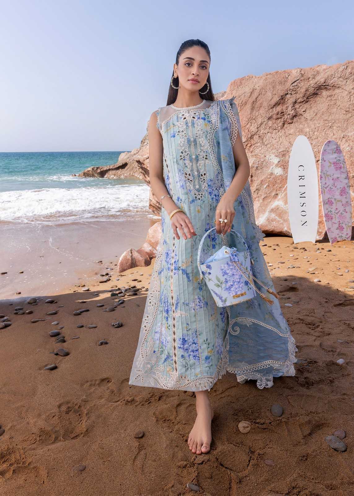 Crimson Blue Luxury Lawn Collection Replica