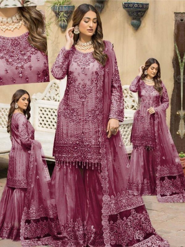Imrozia Purple Gharara Collection Net Replica