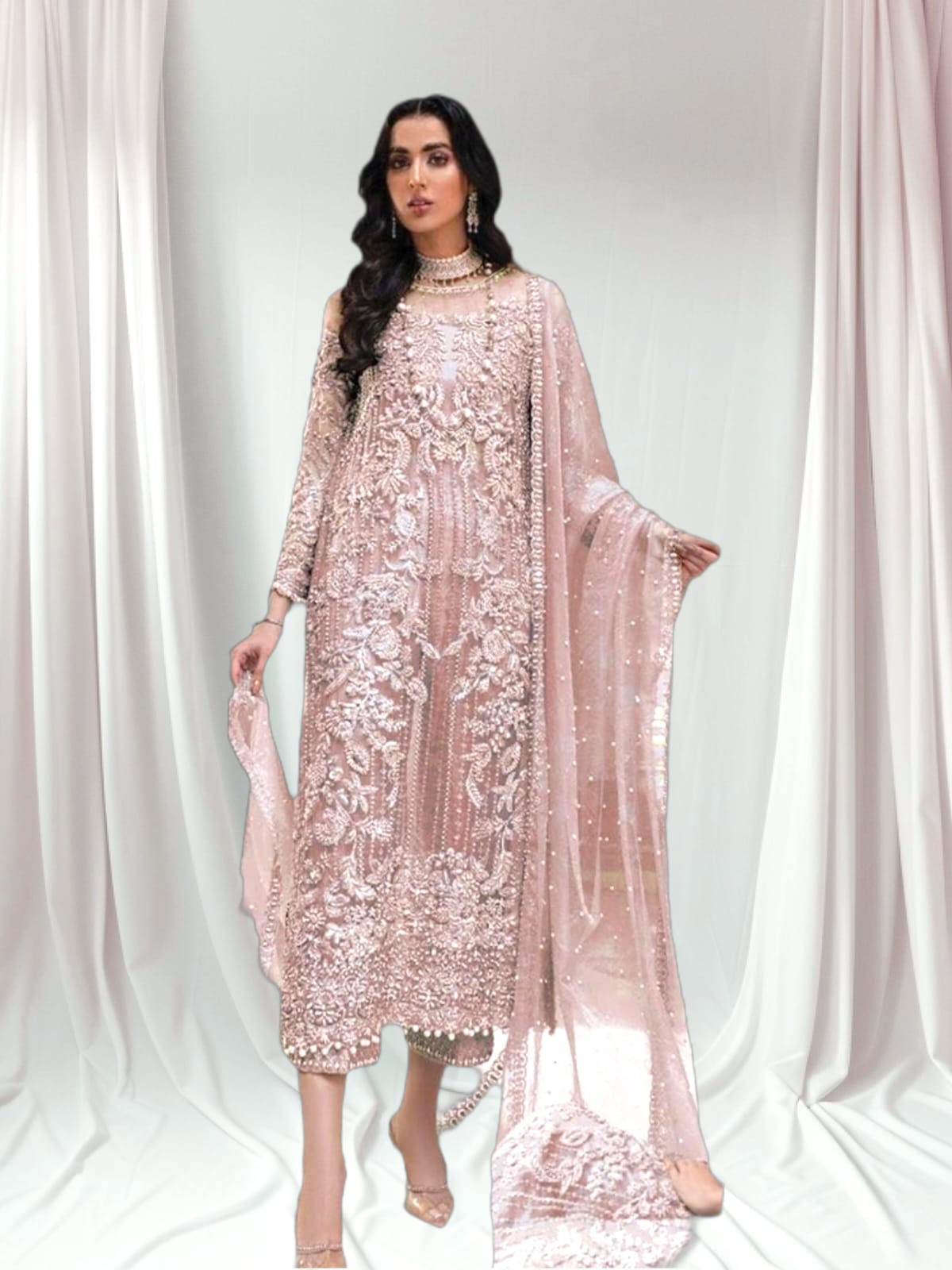 Adela By Mushq Pink Formal Collection Net Replica