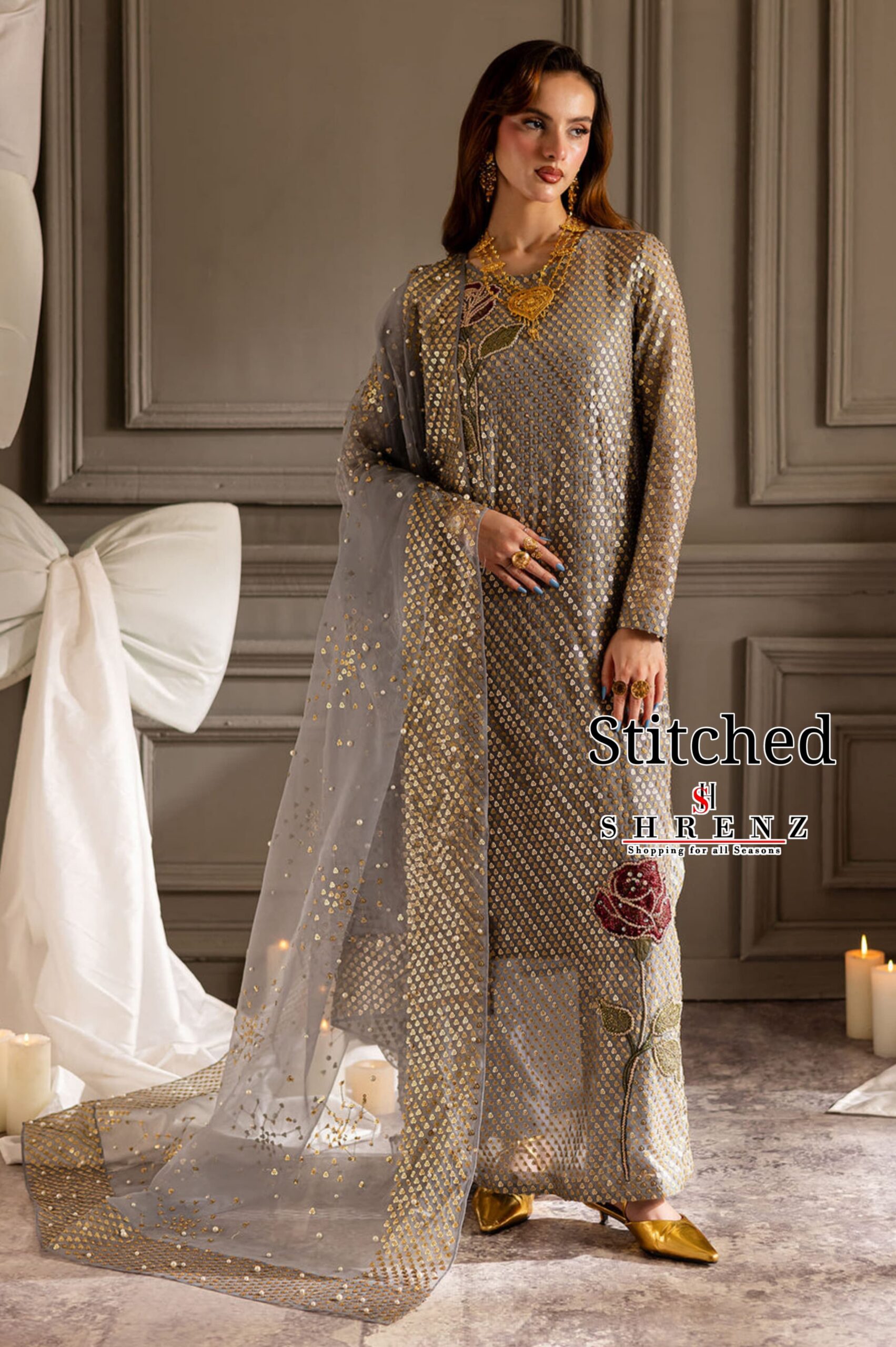 Shrenz 3 Piece Stitched Chiffon Pret Collection