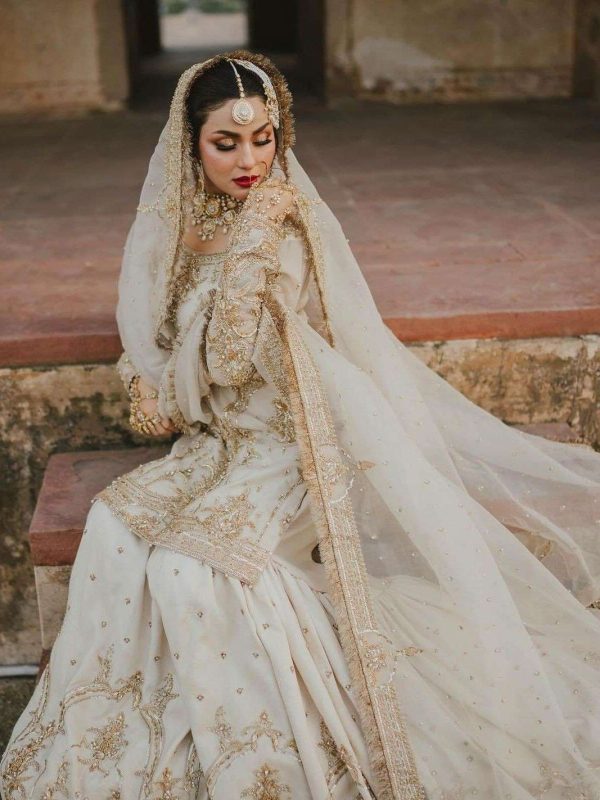 Maha Wajahat White Bridal Collection Chiffon Replica